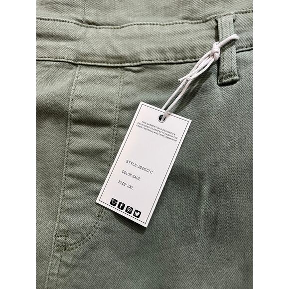 NEW JUDY BLUE Sage Green Overall Jumper Mini Dress Style #JB2822C Size‎ 2XL - Picture 3 of 9